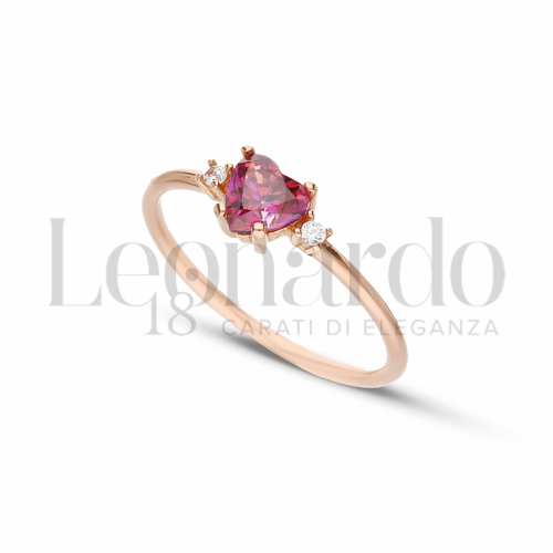 con Pietra di Colore Rosso e zirconi bianchi in Oro Rosa da 1,6gr.