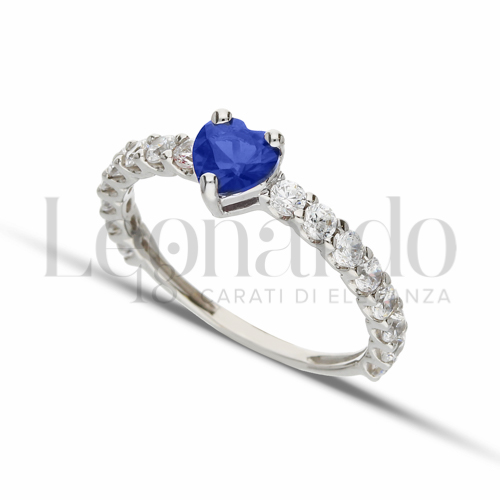 con Pietra di Colore Blu e zirconi bianchi in Oro Bianco da 1,8gr.