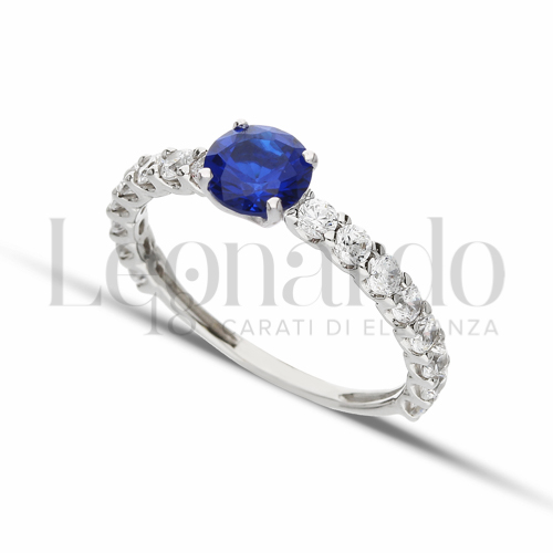 con Pietra di Colore Blu e zirconi bianchi in Oro Bianco da 1,8gr.