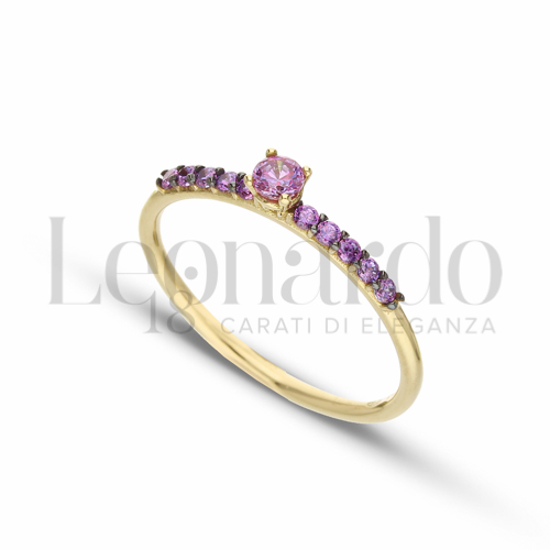 con Zircone Viola in Oro Giallo da 1,7gr.