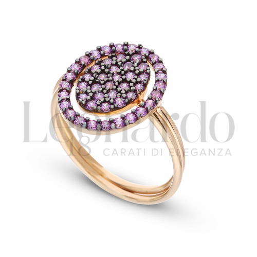 con Zircone Viola in Oro Rosa da 3,4gr.