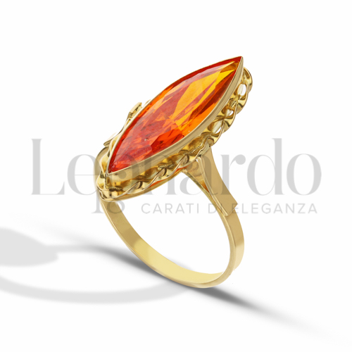 Modello 1° misura pietra thin con Zircone arancione in Oro Giallo da 3,2gr.