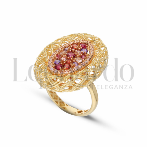 con Zircone rosa Light in Oro Giallo e Oro Bianco da 7,3gr.