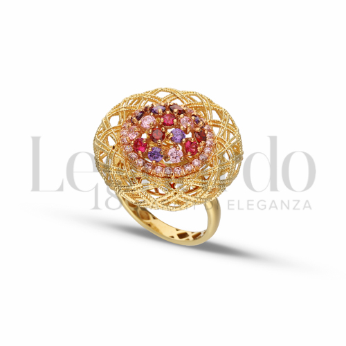 con Zircone rosa Light in Oro Giallo e Oro Bianco da 7,2gr.