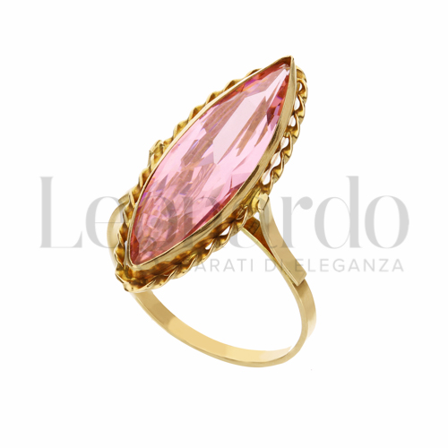 Modello 2° misura pietra thin con Zircone rosa in Oro Giallo da 3,7gr.