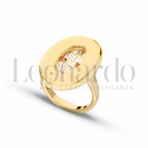 con Zircone rosa in Oro Giallo da 4,7gr.