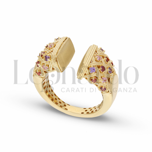 con Zircone rosa Light in Oro Giallo da 7gr.