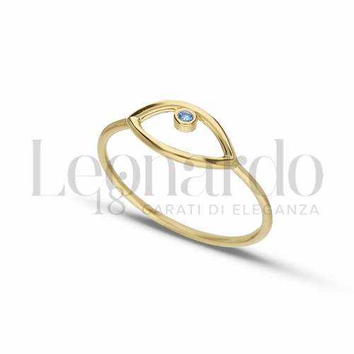 con Zircone azzurro in Oro Giallo da 1,4gr.