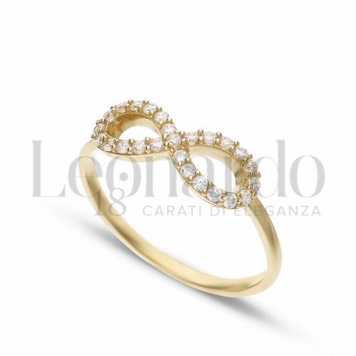 con Pavé di zirconi bianchi in Oro Giallo da 1,5gr.