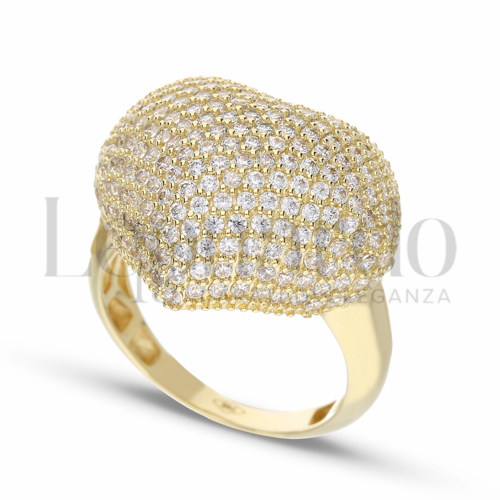 con Pavé di zirconi bianchi in Oro Giallo da 7,4gr.