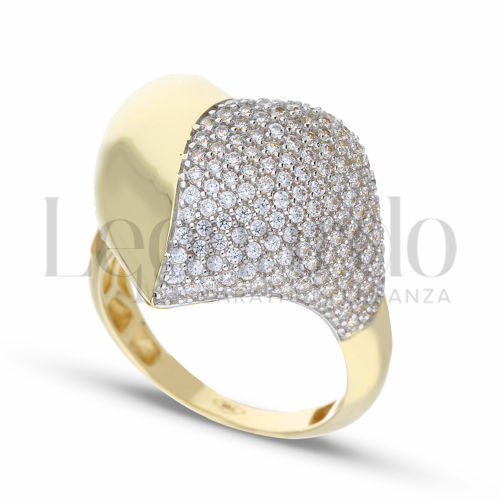 Modello 1 ° Misura con Mezzo Pavé di zirconi bianchi in Oro Giallo e Oro Bianco da 7,3gr.
