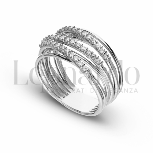 Modello 7 Fili con Mezzo Pavé di zirconi bianchi in Oro Bianco da 6,6gr.
