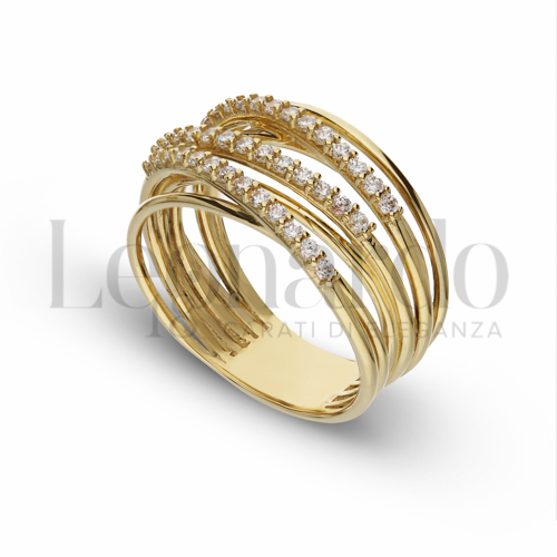 Modello 7 Fili con Mezzo Pavé di zirconi bianchi in Oro Giallo da 7,1gr.