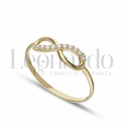 con Mezzo Pavé di zirconi bianchi in Oro Giallo da 1,3gr.