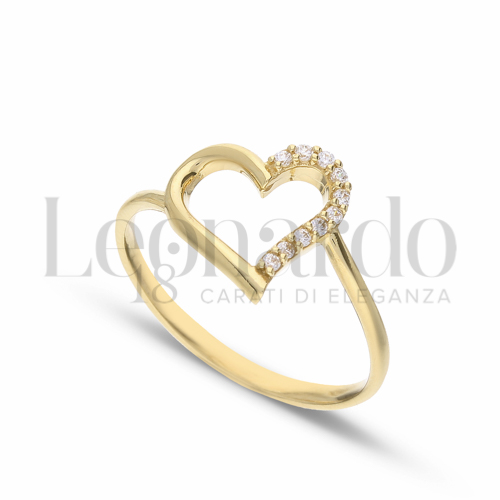 con Mezzo Pavé di zirconi bianchi in Oro Giallo da 1,3gr.