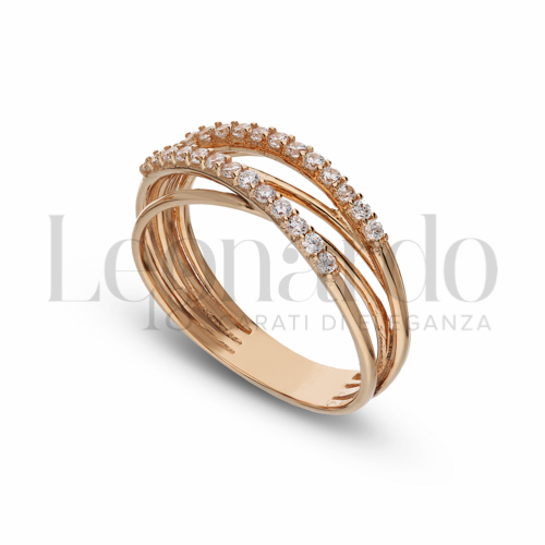 Modello 5 Fili con Mezzo Pavé di zirconi bianchi in Oro Rosa da 4,4gr.