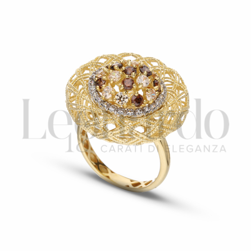 con Zirconi Brown in Oro Giallo e Oro Bianco da 7gr.