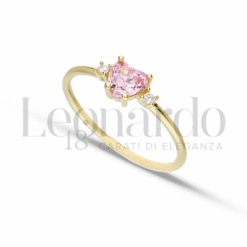 con Pietra Idrotermale Rosa e zirconi bianchi in Oro Giallo da 1,6gr.