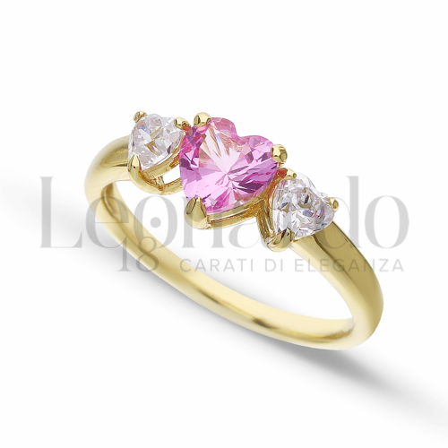 con Pietra Idrotermale Rosa e zirconi bianchi in Oro Giallo da 2,9gr.
