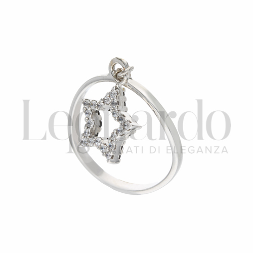 Modello Con elemento pendente con Double Face - Zirconi Bianchi + Zirconi neri in Oro Bianco da 2,6gr.