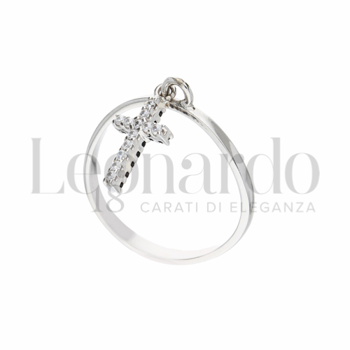Modello Con elemento pendente con Double Face - Zirconi Bianchi + Zirconi neri in Oro Bianco da 2,1gr.