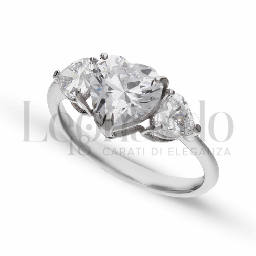 Modello 2° Misura con Pietra Bianca e zirconi bianchi in Oro Bianco da 3,8gr.