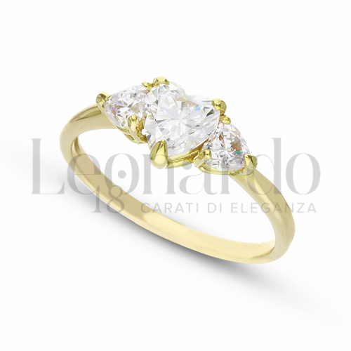con Pietra Bianca e zirconi bianchi in Oro Giallo da 2,9gr.