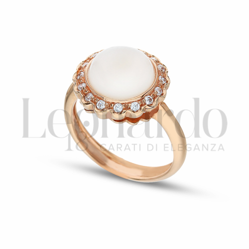 con Pietra Bianca e zirconi bianchi in Oro Rosa da 6gr.
