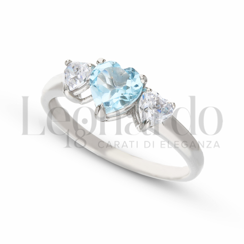 con Topazio azzurro e zirconi bianchi in Oro Bianco da 2,8gr.