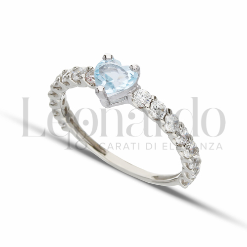 con Topazio azzurro e zirconi bianchi in Oro Bianco da 1,7gr.