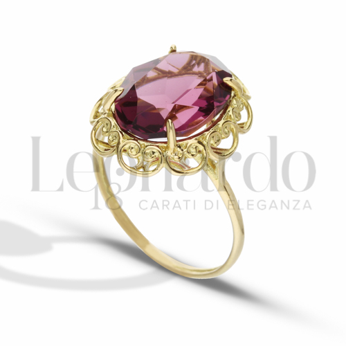 con Pietra Idrotermale Viola in Oro Giallo da 3,5gr.