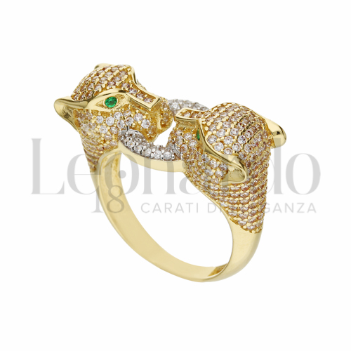 con Zirconi verdi e zirconi bianchi in Oro Giallo e Oro Bianco da 7,9gr.