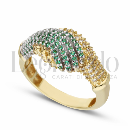 con Zirconi verdi e zirconi bianchi in Oro Giallo e Oro Bianco da 4,4gr.