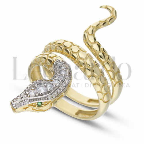 con Zirconi verdi e zirconi bianchi in Oro Giallo e Oro Bianco da 8,5gr.