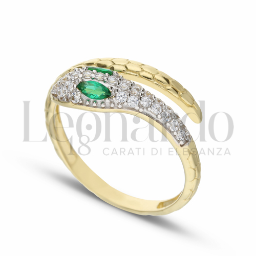con Zirconi verdi e zirconi bianchi in Oro Giallo e Oro Bianco da 2,8gr.