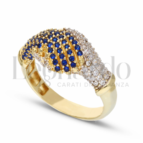 con Zirconi blu e zirconi bianchi in Oro Bianco e Oro Giallo da 5gr.