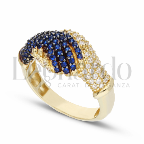 con Zirconi blu e zirconi bianchi in Oro Giallo e Oro Brunito da 4,9gr.