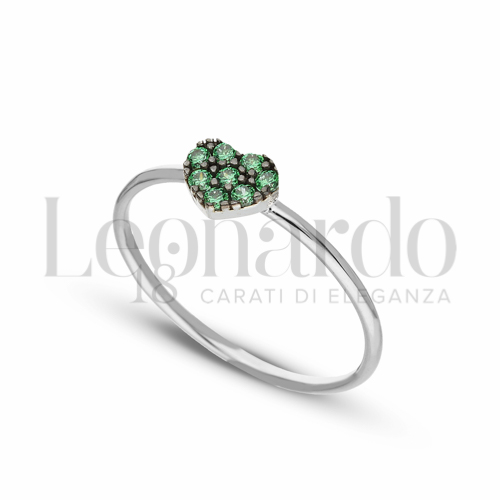 Modello 1 ° Misura con Zircone verde in Oro Bianco da 1,1gr.