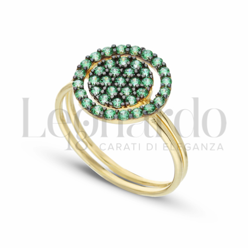 con Zircone verde in Oro Giallo da 3gr.