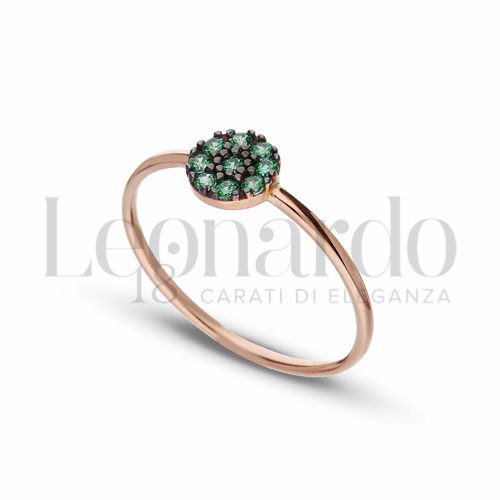 Modello 1 ° Misura con Zircone verde in Oro Rosa da 1,2gr.