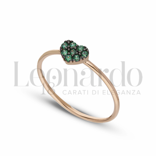 Modello 1 ° Misura con Zircone verde in Oro Rosa da 1,3gr.