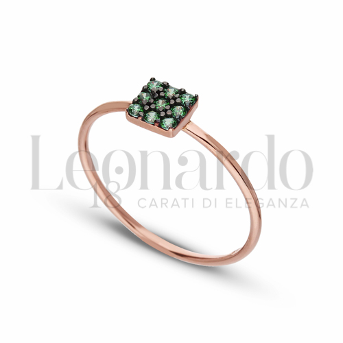 Modello 1 ° Misura con Zircone verde in Oro Rosa da 1,2gr.