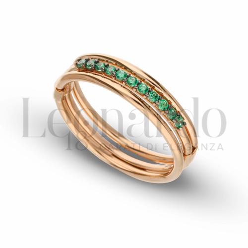 Modello 3 Fili con Zircone verde in Oro Rosa da 3,9gr.