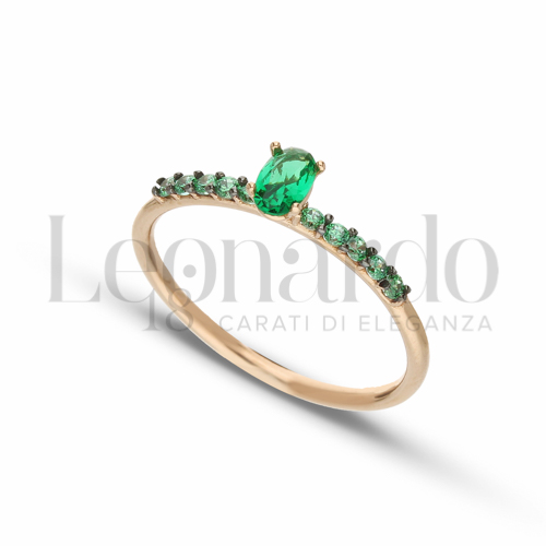 con Zircone verde in Oro Rosa da 1,6gr.