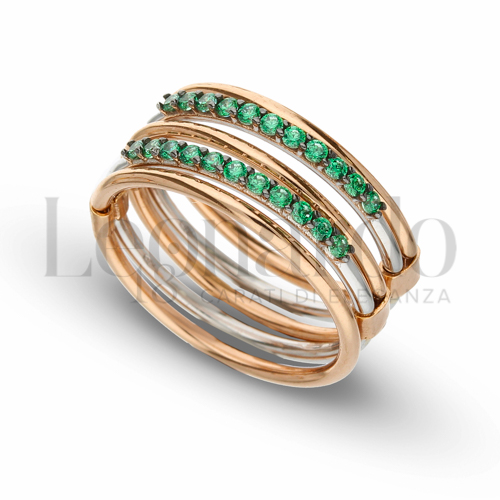 Anelli Illusion Ring - Anello a Ventaglio Colorful Collection da Donna in Oro 18 Carati Modello: 5 fili Misura anello: 14 Finitura o soggetti: Lucida 6,5g
