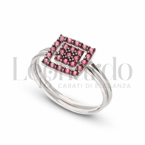 con Zircone rosso in Oro Bianco da 2,7gr.