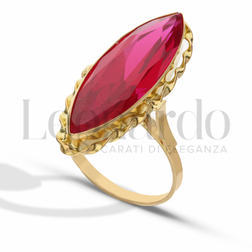 Modello 3° misura pietra thin con Zircone rosso in Oro Giallo da 5,4gr.