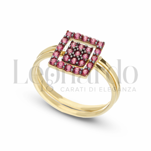 con Zircone rosso in Oro Giallo da 2,7gr.