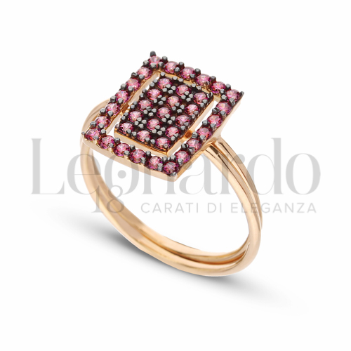 con Zircone rosso in Oro Rosa da 3,5gr.