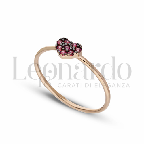 Modello 1 ° Misura con Zircone rosso in Oro Rosa da 1,3gr.